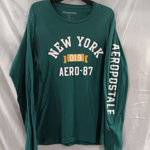 Aeropostale Men's Longsleeve Shirt Sz Large Spellout Green - Picture 2 of 4